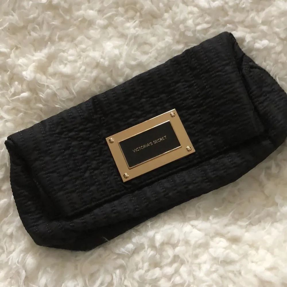 Victoria secret black quilted clutch bag